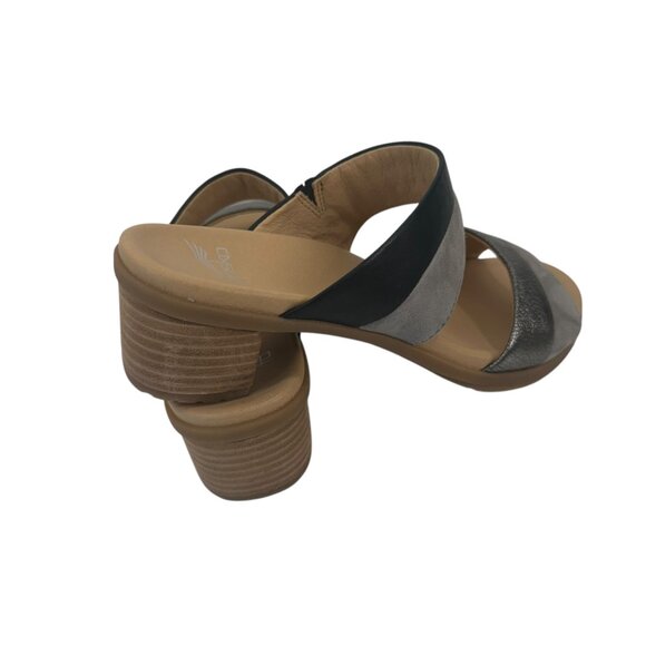 Dansko Womens Gray & Black Open-Toe Slide Sandals Size 38 Comfort Block Heels - Picture 4 of 16